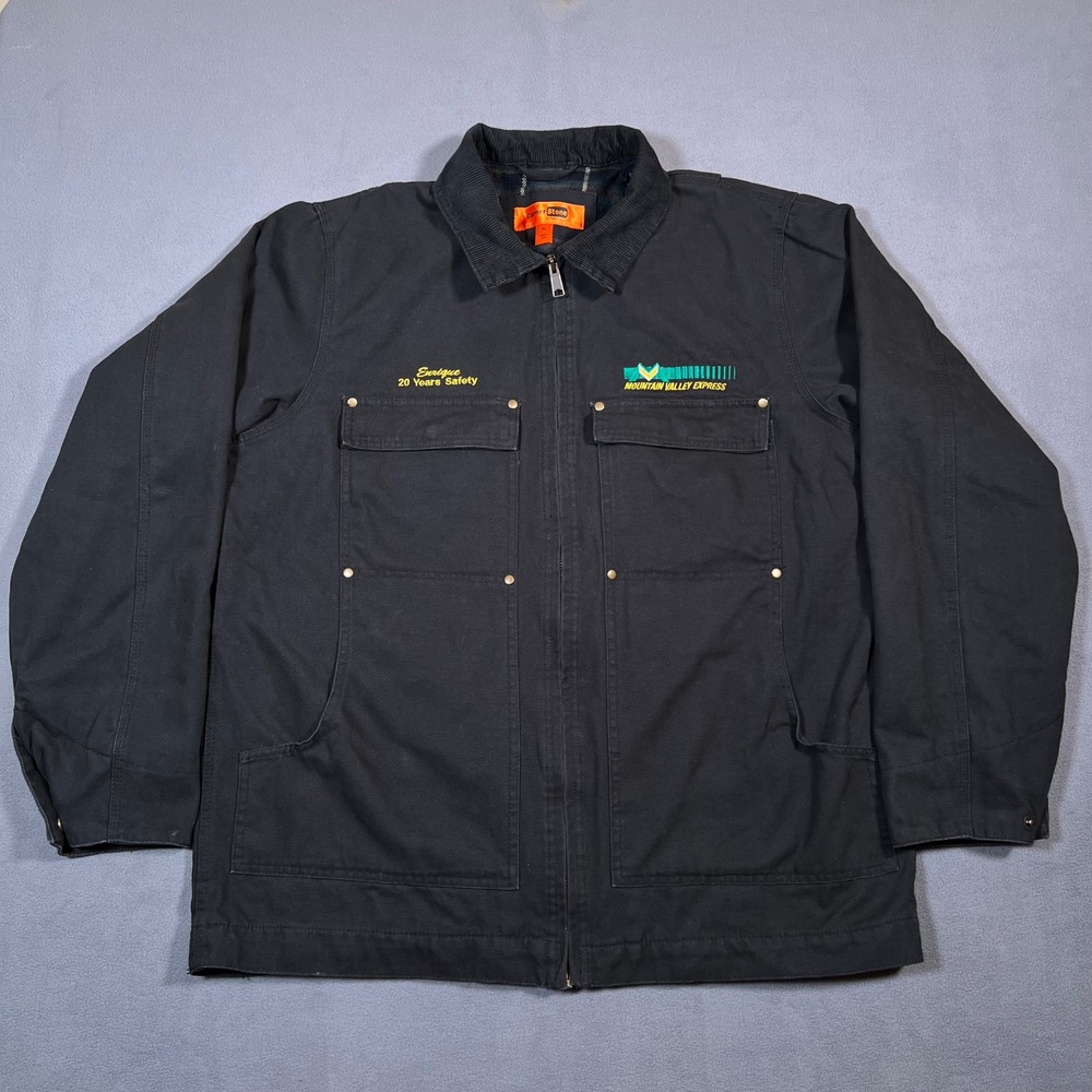 Duck Canvas Chore Coat Work Jacket Mens XL Black Lined Mountain‎ Valley Express